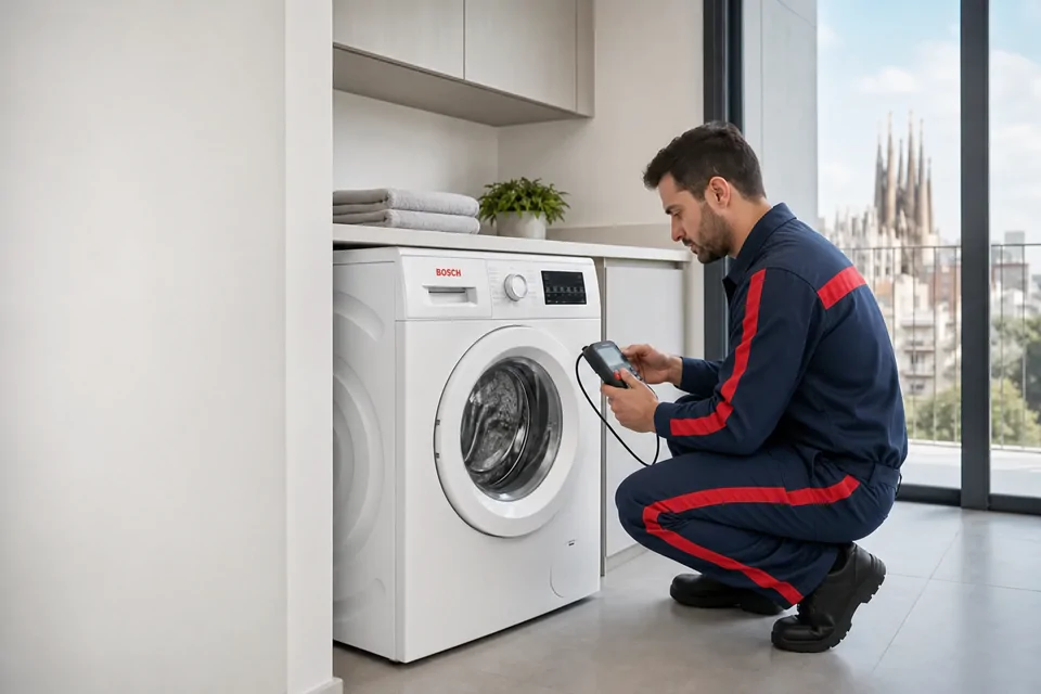 Error E18 Lavadora Bosch: Problemas de Desagüe. Imagen de referencia para equipos Bosch en Barcelona