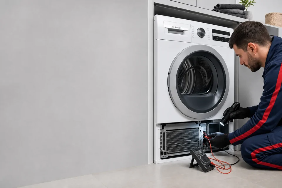 Secadora Bosch deja la ropa húmeda. Imagen de referencia para equipos Bosch en Barcelona